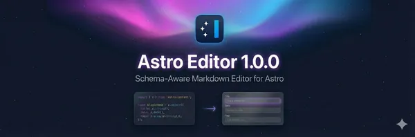 Banner image with text: Astro Editor 1.0.0