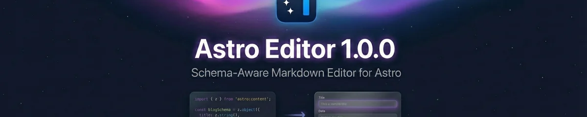 Banner image with text: Astro Editor 1.0.0