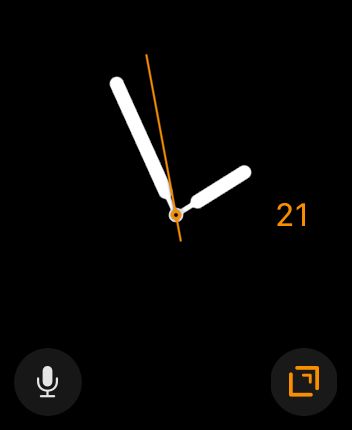 A watch face with Voicepad’s complication in the bottom-right corner