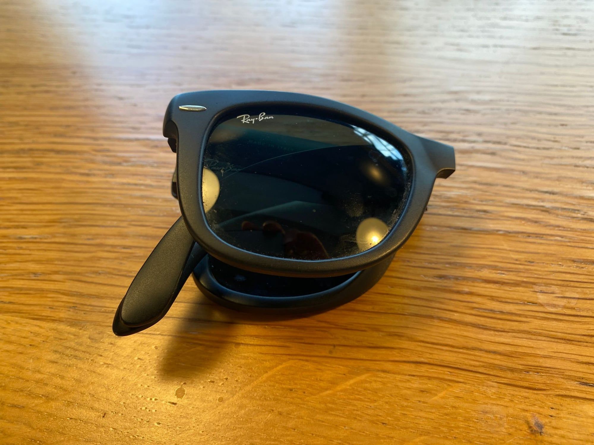 Folding Ray-Ban Wayfarer sunglasses, folded