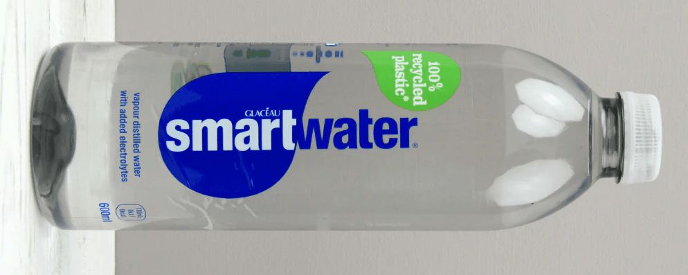 A SmartWater plastic water bottle