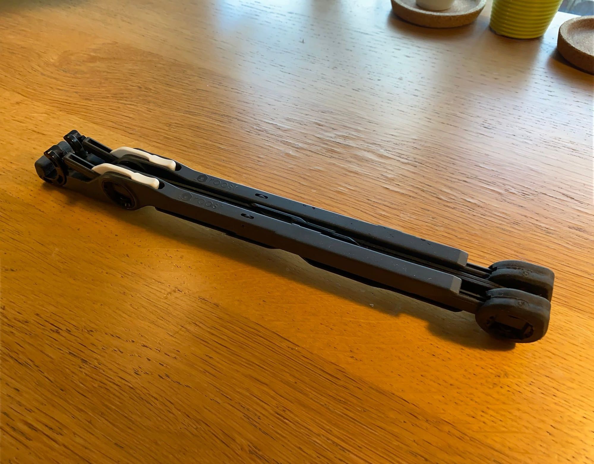 The folded Roost laptop stand