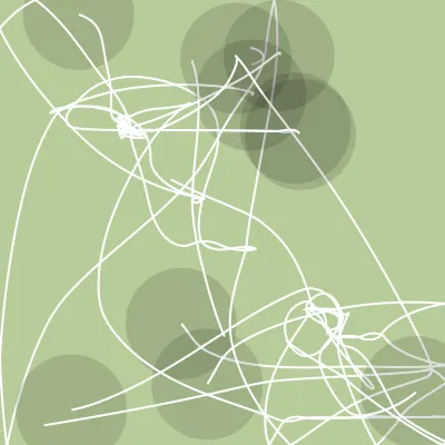 An abstract, procedurally generated image which looks busier when there are more words.